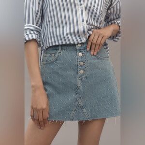 Pilcro Jacquard Denim Mini Skirt